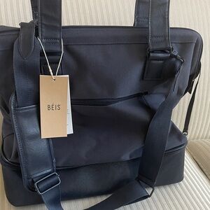 BEIS Navy Convertible Mini Weekender Bag